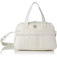 Torby podróżne - Chocolat Baby Torba podróżna, sztuczna skóra, biało-szara, z logo – torby do noszenia - miniaturka - grafika 1