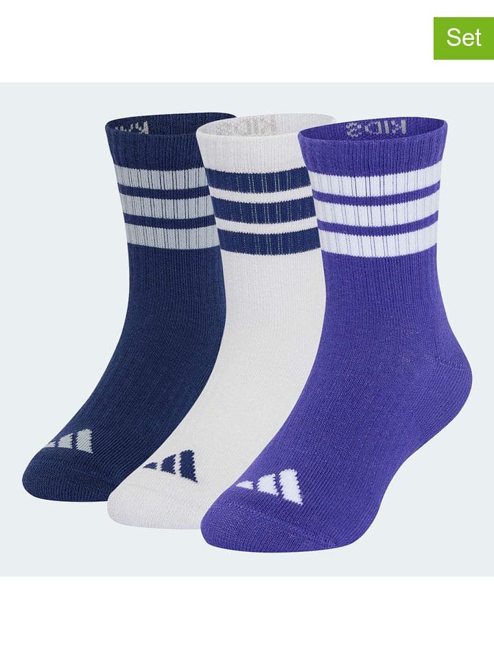 adidas Skarpety (3 pary) w kolorze biało-granatowym