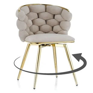 Krzesło obrotowe DC-3039 beż welur #7 złote nogi - Krzesła - miniaturka - grafika 1