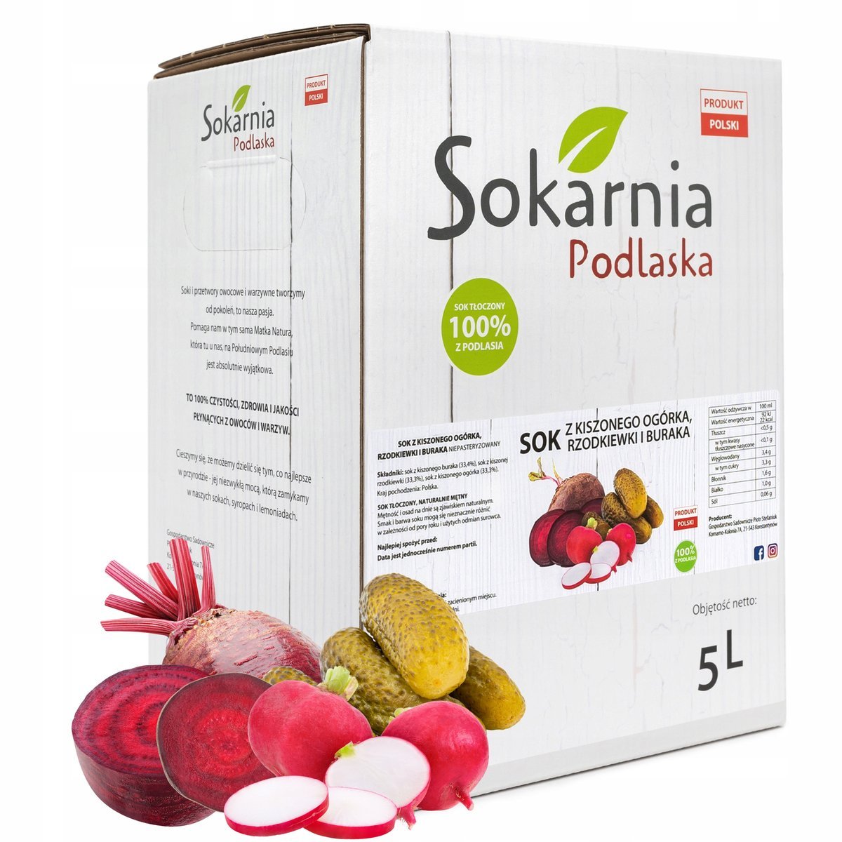 SOK WARZYWNY 5L Z Kiszonych Ogórków Rzodkiewek i Buraków Pyszny Smak Zdrowy
