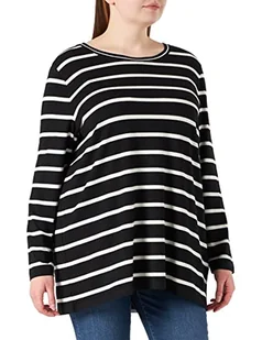 Samoon T-shirt damski, Czarny/offwhite Ringel, 42 PL - Koszulki i topy damskie - miniaturka - grafika 1