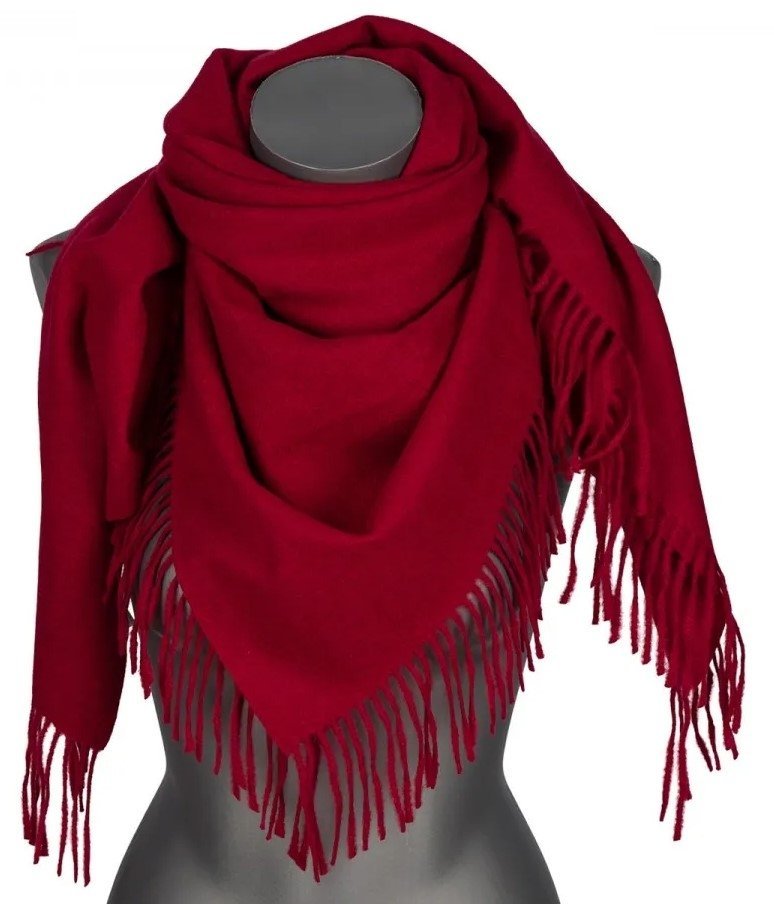 Chusta damska bawełniana jednokolorowa na prezent z frędzlami FGC-2 bordowy