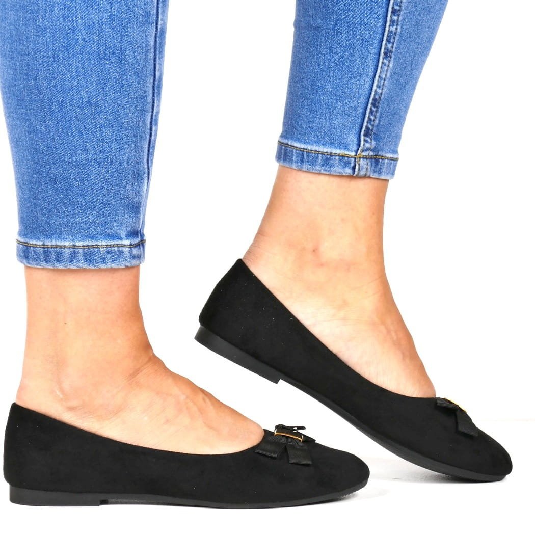 BALERINY DAMSKIE PŁASKIE EVENTO 9925 CZARNE ZAMSZOWE, 37, 24,0cm