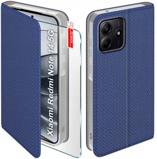 Etui z klapką do Xiaomi Redmi Note 14 5G Zamykane Granatowe Futerał + Szkło - Etui i futerały do telefonów - miniaturka - grafika 1