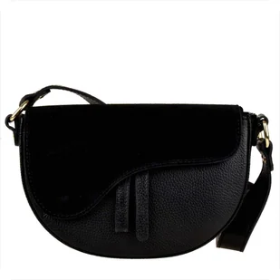 Borse in Pelle Torebka ze skóry naturalnej listonoszka czarna z zamszem - Torebki damskie Borse in Pelle Torebka ze skóry naturalnej listonoszka czarna z zamszem - Torebki damskie - miniaturka - grafika 1