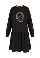 Sukienki i spódniczki dla dziewczynek - Czarna sukienka dziewczęca z falbanką G-POWER JUNIOR - Volcano - miniaturka - grafika 1