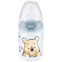 NUK Butelka FC+ z PP 150ml seria DISNEY KUBUŚ PUCHATEK ze wskaźnikiem temperatury (0-6mc-a, smoczek SILIKON do mleka) niebieska - KUBUŚ 743932B - Butelki dla niemowląt - miniaturka - grafika 1