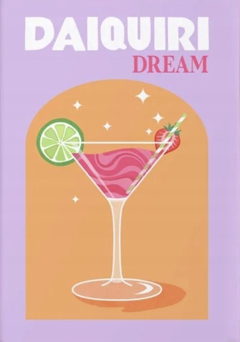 PODKŁADKA POD MYSZ Z Nadrukiem 22x18cm Daiquiri Drink Vintage Tekst Prezent