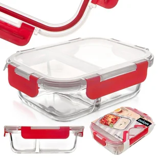 Pojemnik szklany żaroodporny na żywność z pokrywką dzielony 950ml ORION 129228 - Pojemniki kuchenne - miniaturka - grafika 1
