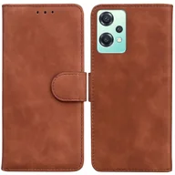 Etui i futerały do telefonów - Dla OnePlus Nord CE 2 Lite 5G Skin Feel Pure Color Skórzane etui na telefon z klapką Brown - miniaturka - grafika 1