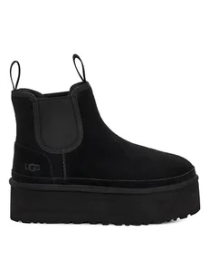 UGG Skórzane sztyblety "W Neumel Platform Chelsea" w kolorze czarnym - Botki damskie - miniaturka - grafika 1