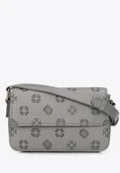 Torebki damskie - Damska listonoszka z ekoskóry w tłoczoną sygnaturę mała szara - miniaturka - grafika 1