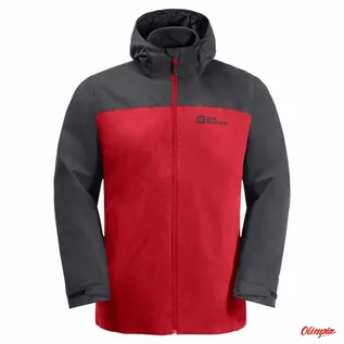 Kurtki i kamizelki sportowe męskie - Męska kurtka Jack Wolfskin TAUBENBERG 3IN1 JKT adrenaline red - grafika 1