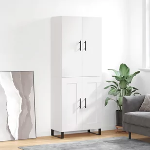 vidaXL Witrynka, biała, 69,5x34x180 cm, materiał drewnopochodny - Witryny - miniaturka - grafika 1