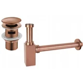 Korki do umywalek - Mexen półsyfon umywalkowy kwadratowy z korkiem klik-klak, z przelewem, różowe złoto - miniaturka - grafika 1