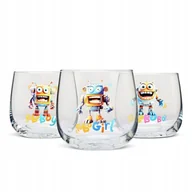 Szklanki - Szklanki zdobione dla dzieci do wody, soku KROSNO ROBOFAMILY 3szt. - miniaturka - grafika 1
