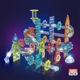 Magnetyczne świecące klocki tor kulkowy 120 elementów - Klocki - miniaturka - grafika 1