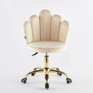 Krzesło obrotowe muszelka DC-6092S beżowy welur, złote nogi - Krzesła - miniaturka - grafika 1