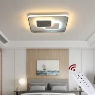 Oprawy, klosze i abażury - Eurotondisplay LED lampa sufitowa Lampa sufitowa 9641-FX,46x46 cm max 122W z pilotem Regulacja barwy/jasności światła Możliwość ściemniania Akrylowy klosz biały/szary Metalowa ramka A+ - miniaturka - grafika 1