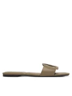 Klapki i japonki damskie - Calvin Klein Klapki Square Flat Sandal Emblem HW0HW03128 Beżowy - miniaturka - grafika 1