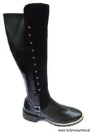 Kozaki damskie - BnW Oficerki ze skóry na obcasie płaskim 3,5 cm - miniaturka - grafika 1