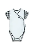 Body dla niemowląt - Niemowlęce body bawełniane na krótki rękaw w pepitkę białe Nicol,r.56 - miniaturka - grafika 1