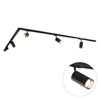 Lampy sufitowe - QAZQA Nowoczesny system oświetlenia szynowego z 5 czarnymi kloszami dymionymi - Iconic Jeana - miniaturka - grafika 1