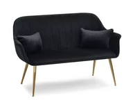 Sofy i kanapy - CZARNA SOFKA DWUOSOBOWA OSMA WELUR NA ZŁOCIE DO PRZEDPOKOJU - miniaturka - grafika 1
