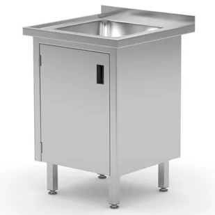 Zlew roboczy gastronomiczny z szafką z drzwiami na zawiasach spawany 50x60x85 cm - Hendi 813492 - Meble gastronomiczne - miniaturka - grafika 1