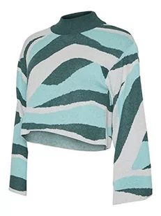 MAMA.LICIOUS Mlolivia L/S Knit Crop Top A. sweter z dzianiny damskie, Foliage Green/Detail:jaquard Pattern In Feldspar And Whitecap Grey, M - Swetry damskie - miniaturka - grafika 1