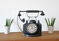 Zegary - Zegar Metalowy Stojący Telefon Styl Vintage Retro - miniaturka - grafika 1