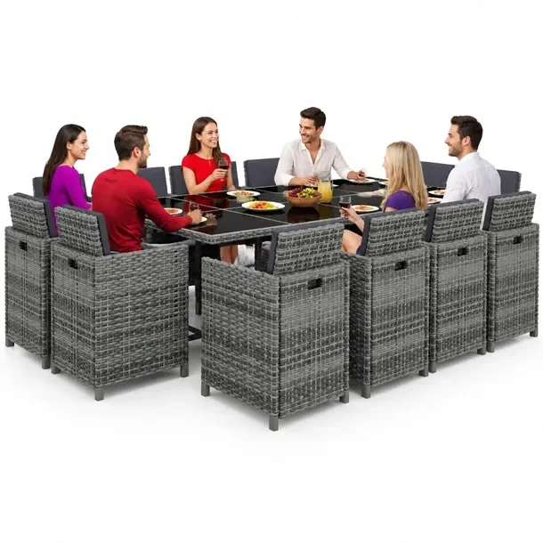 Zestaw Mebli Ogrodowych Rattanowych Antracytowych 225x109x74 cm