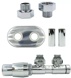 Zawór termostatyczny 50mm TWINS chrom lewy GZ1/2 All in One - Zawory i kraniki - miniaturka - grafika 1