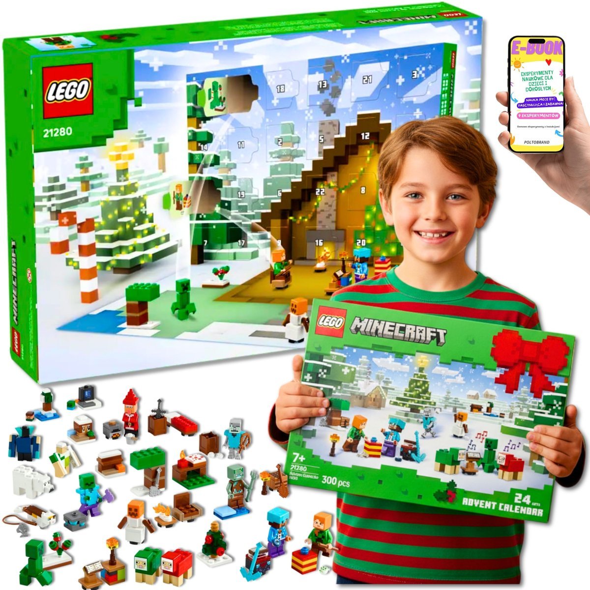LEGO Minecraft Kalendarz Adwentowy 2025 Dla Chłopca i Dziewczynki ADWENT PREZENT DLA DZIECKA (21280) 7 8 9 10 11 12 Latka + EBOOK