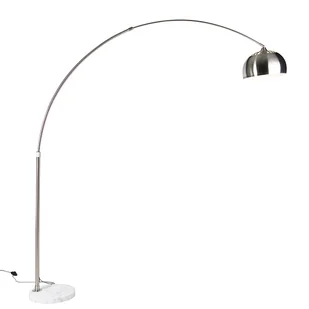 QAZQA Lampa łukowa stalowa z podstawą z białego marmuru z abażurem ze stali - XXL - Lampy stojące - miniaturka - grafika 1