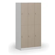 Szafki biurowe - Szafka ubraniowa ze schowkami, 6 schowków, 1850 x 900 x 500 mm, zamek obrotowy, drzwi beżowe - miniaturka - grafika 1