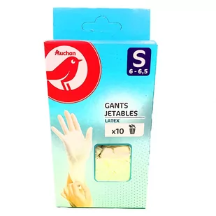Auchan - Rękawice lateksowe rozm.S 10 szt - Inne artykuły do sprzątania - miniaturka - grafika 1