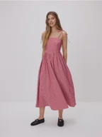 Sukienki - Reserved - Sukienka midi w kratkę - czerwony - miniaturka - grafika 1