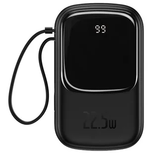 Baseus Qpow Digital Display powerbank z szybkim ładowaniem 20000mAh 22,5W QC/PD/SCP/FCP z wbudowanym kablem USB-C czarny - Powerbanki - miniaturka - grafika 1