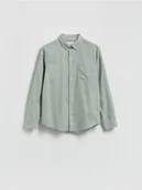 Koszule męskie - Reserved - Bawełniana koszula slim fit - jasnozielony - miniaturka - grafika 1