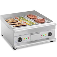 Akcesoria do grilla - Grill płyta grillowa podwójna gładka ryflowana z szufladą na tłuszcz 230 V 2x 3200 W - miniaturka - grafika 1