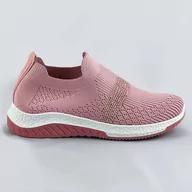 Buty sportowe damskie - Ażurowe buty damskie z cyrkoniami różowe (c1057) - COLIRES - miniaturka - grafika 1