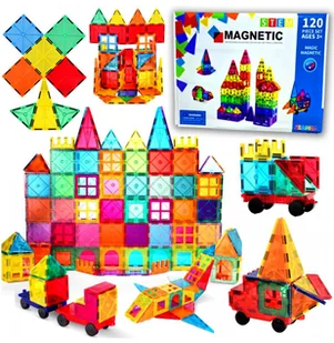 Klocki Magnetyczne Duże Panele Konstrukcyjne 3D Edukacyjne Grube Silne Magnesy 120szt - Klocki - miniaturka - grafika 1