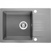 Zlewozmywaki - Laveo SBC 513T Zlewozmywak granitowy1 komora z p$175ociekaczem Wymiary 440x650x185 mm Wymiar szafki 500 mmWyko$176czenie szareW zestawie z syfonem Space Saving i korkiem automatycznym - miniaturka - grafika 1