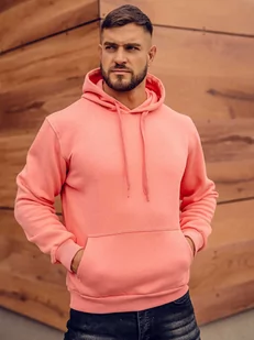 Koralowa z kapturem bluza męska kangurka Bolf 1004 - Bluzy sportowe męskie - miniaturka - grafika 1