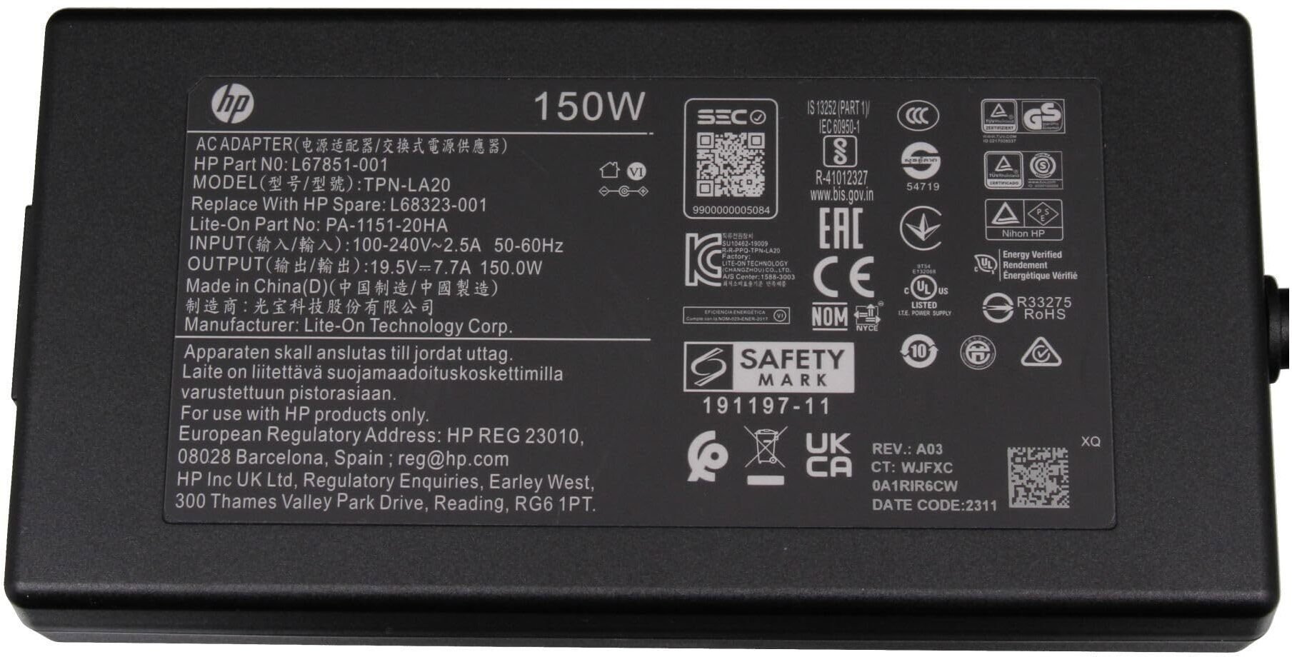 Zasilacz do laptopa HP 150W Slim AC Adapter for HP