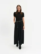 Spodnie damskie - Czarne spodnie wide leg - miniaturka - grafika 1