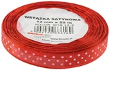 Pasmanteria - Brewis Wstążka dekoracyjna kropki 12mmx22m czerwona - miniaturka - grafika 1