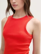 Koszulki i topy damskie - TOP PRĄŻKOWANY DAMSKI TOM TAILOR Racerback Rib Top, Scarlet Red, S - miniaturka - grafika 1