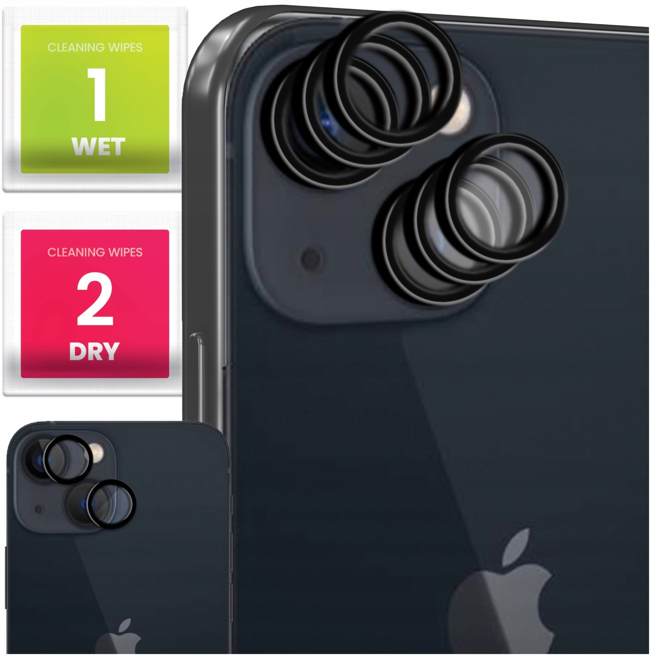 6x Szkło Na Aparat Do Apple iPhone 14 / 14 Plus Na Obiektywy, Czarne, 9H